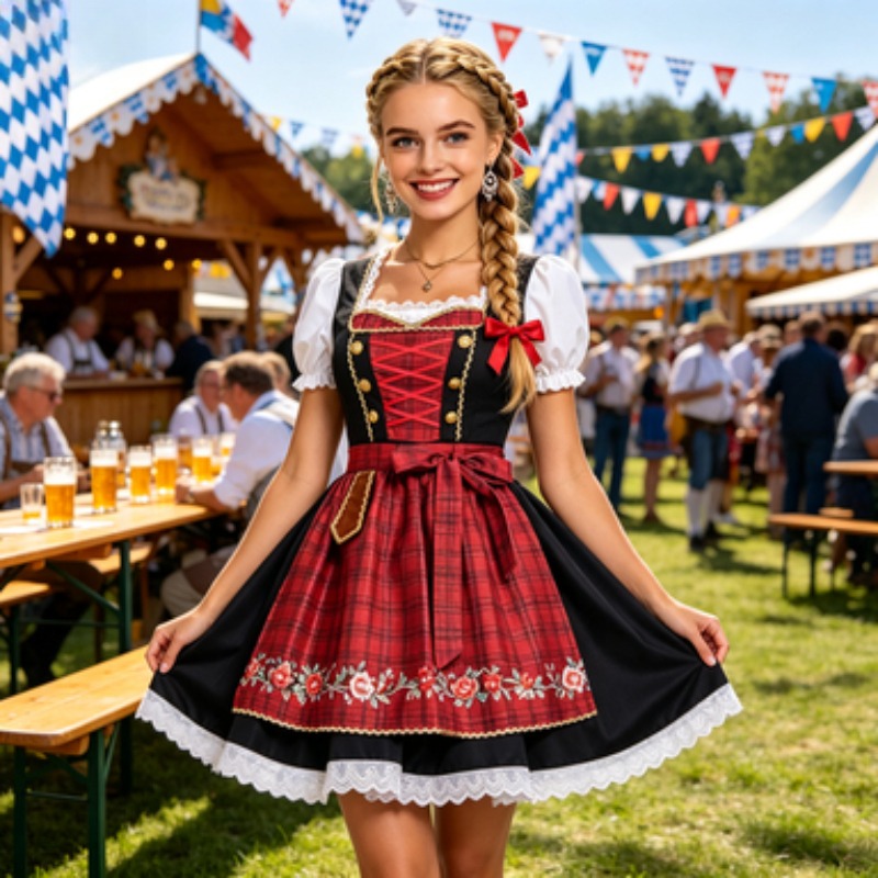 Beer & Wine Grab - Kadın Alman Oktoberfest Elbisesi, Geleneksel Bira